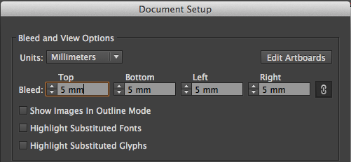 Setting 5mm bleed in Adobe Illustrator